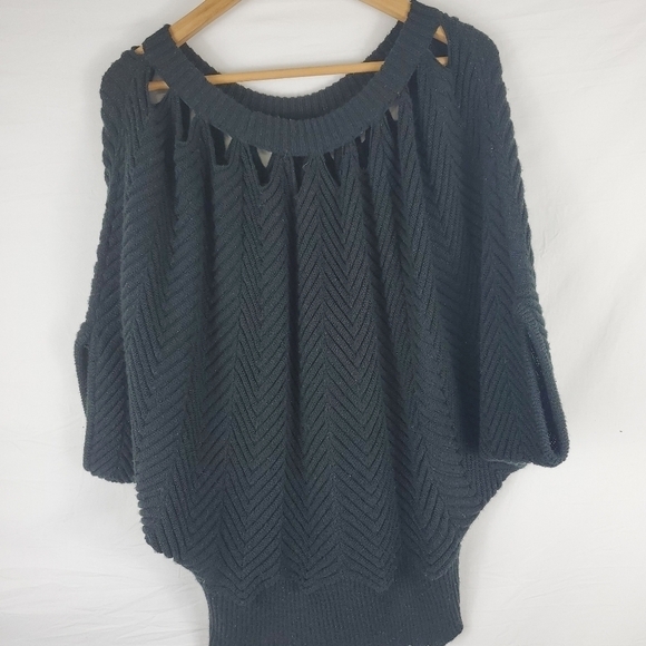 Lane Bryant Black Metallic Thread Short Sleeve Sparkly Sweater Size 14/16 - Picture 5 of 14